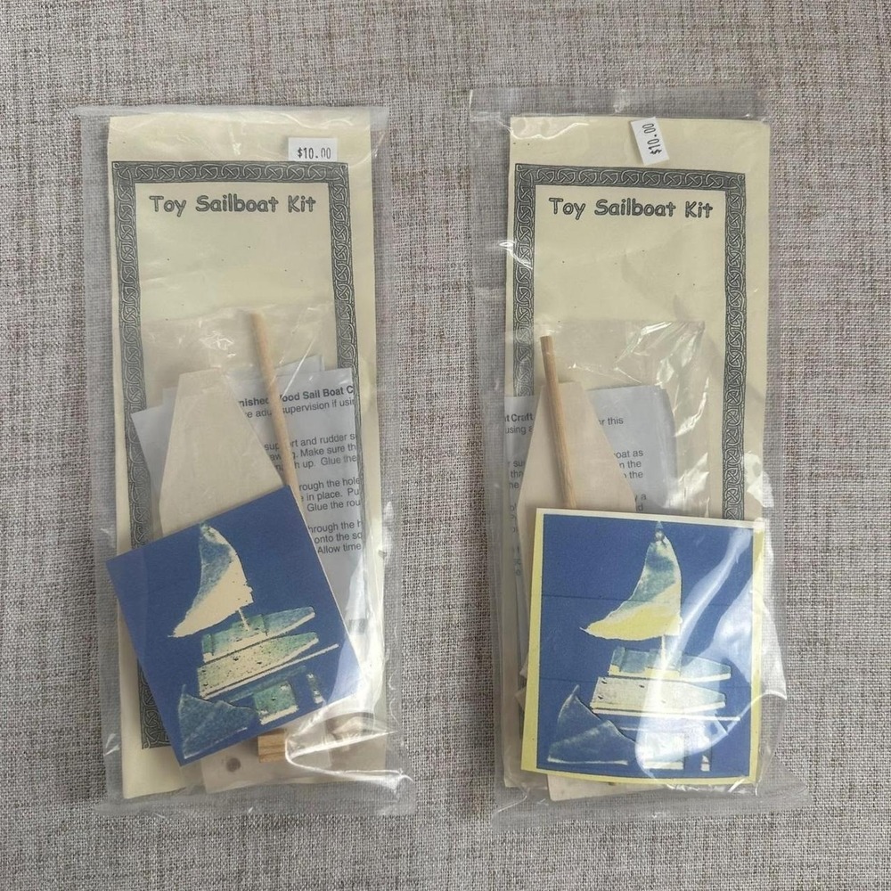 Lot of 2 Toy Sailboat Kits DIY Wooden Boat Craft Kits Homestead Toys New Sealed